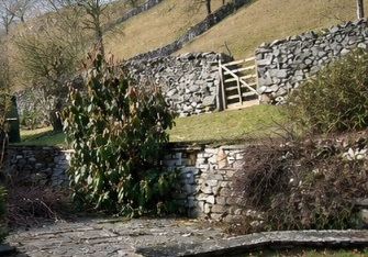 Landscape, gardens and dry-stone walls at Stockdale Cottage